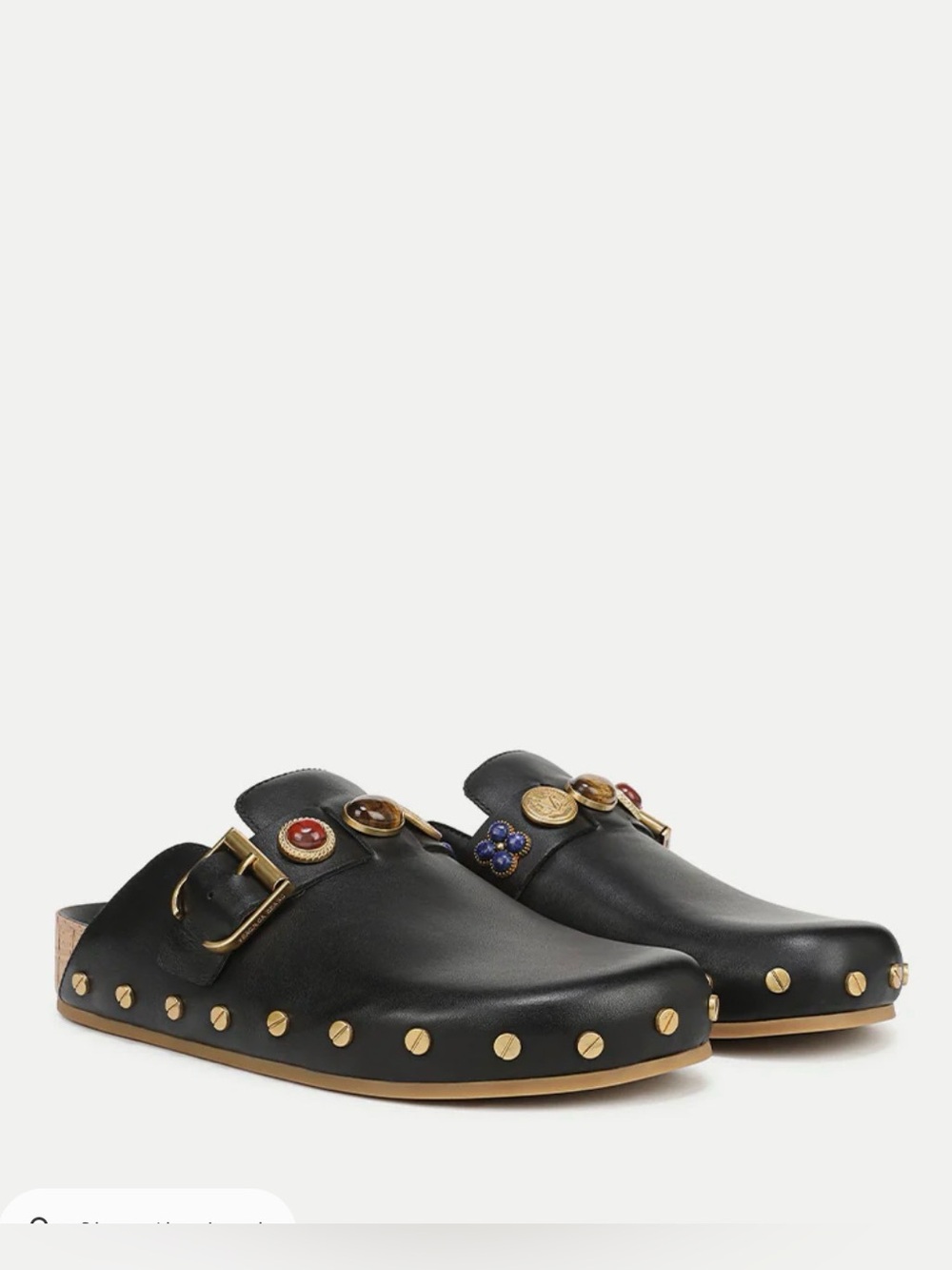 Veronica Beard Fern Black Leather Studded Mule Clogs Embellished Charms 8 - Picture 1 of 10